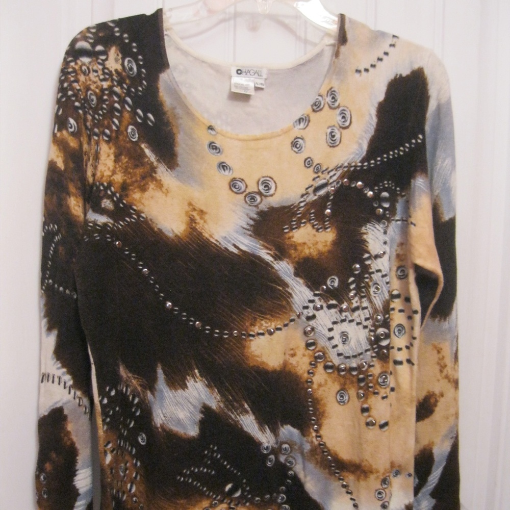 Woman's Sweater Studded Bling Front